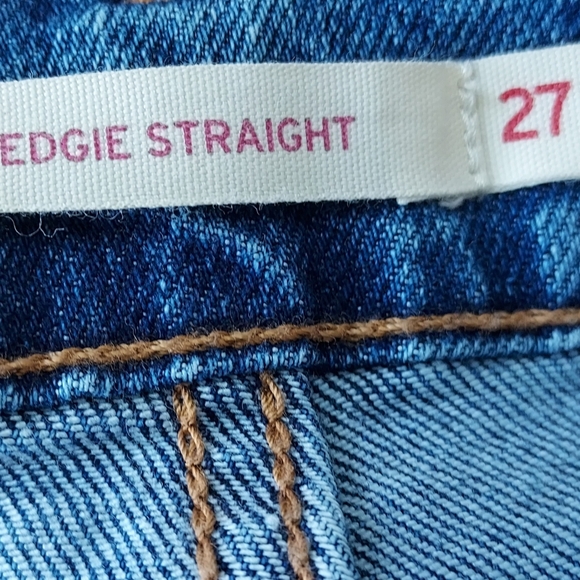 LEVI’S Wedgie Straight Denim Jeans 27 Button Fly Medium Wash High Rise - Picture 11 of 14